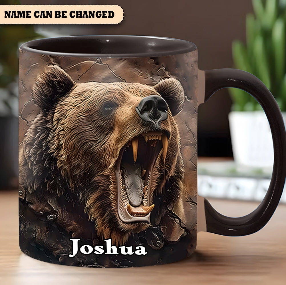 Personalized Grizzly Bear Accent Mug – The Perfect Rustic Gift for Men, Dads, and Nature Lovers.