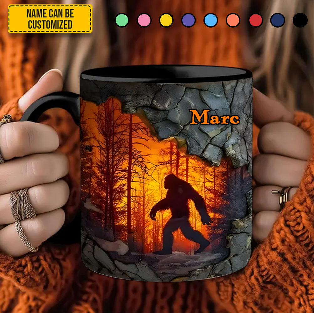 Personalized Bigfoot Legend In Trees Accent Mug