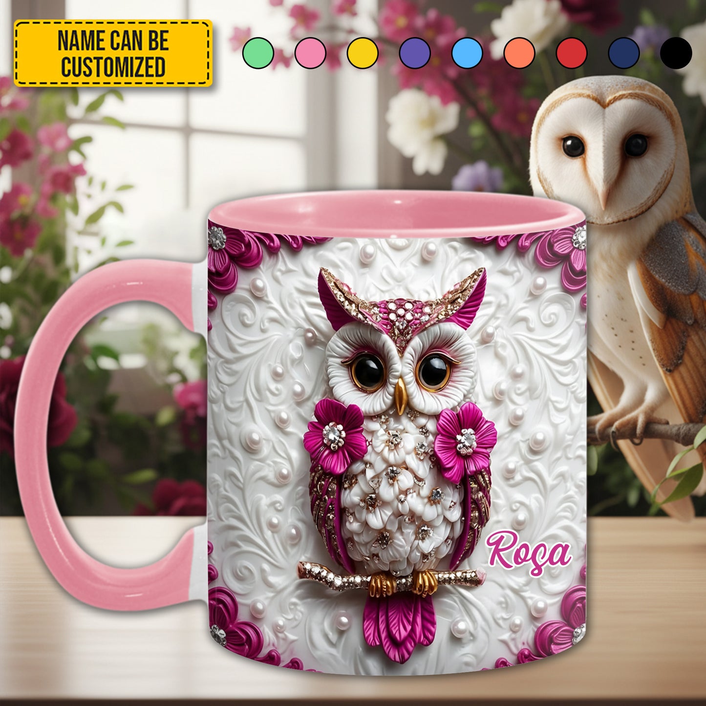 Personalized Beautiful Owl Accent Mug
