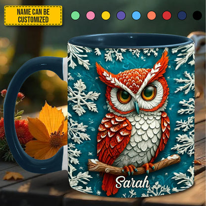 Personalized Owl Winter Accent Mug