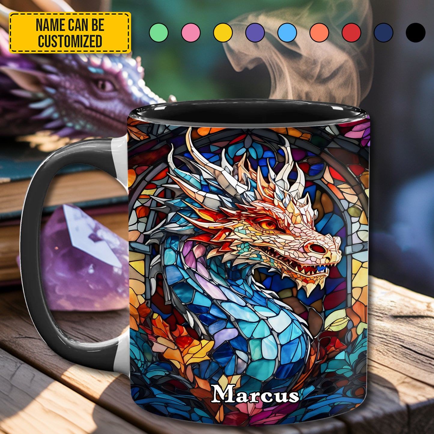 Personalized Stained Glass Dragon Accent Mug