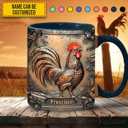 Rustic Rooster - Personalized Chicken Accent Mug