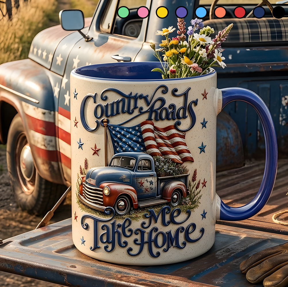 Country Roads Take Me Home – Patriotic Vintage Truck Accent Mug