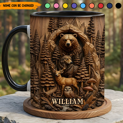 Woodland Legends – Personalized Wildlife Accent Mug