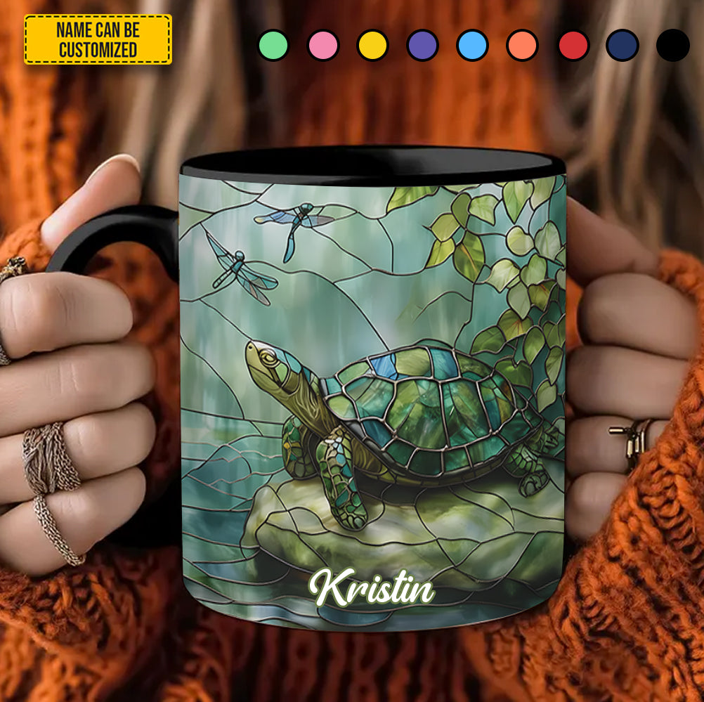 Personalized Stained Glass Turtle Ocean Accent Mug
