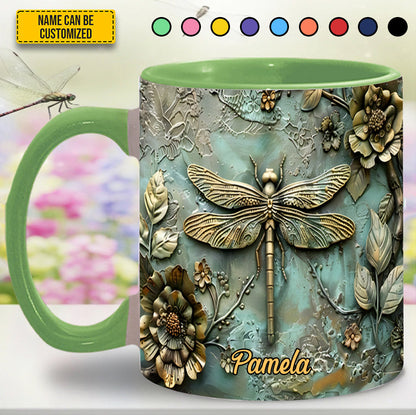 Vintage Dragonfly - Personalized Dragonfly Accent Mug