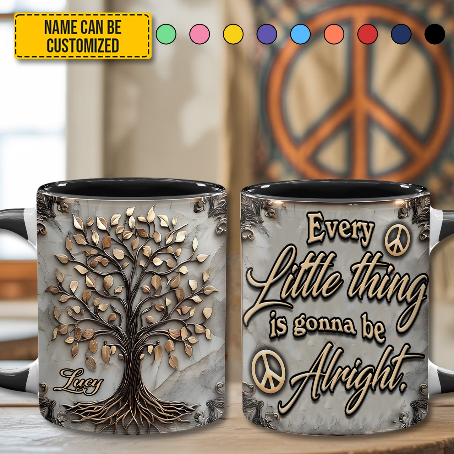 Tree Of Life Every Little Thing - Personalized Hippie Accent Mug