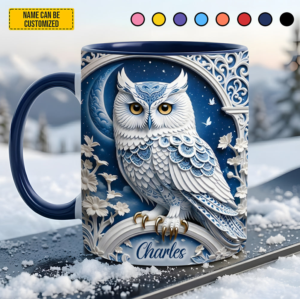 Silver Night Owl accent mug - Personalized Accent Mug