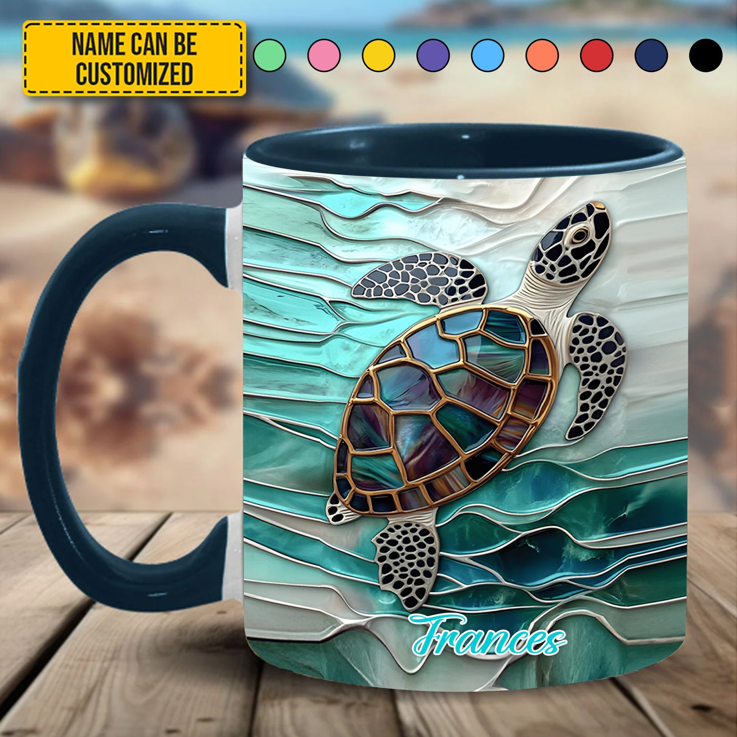 Ocean Turtle - Personalized Turtle Accent Mug