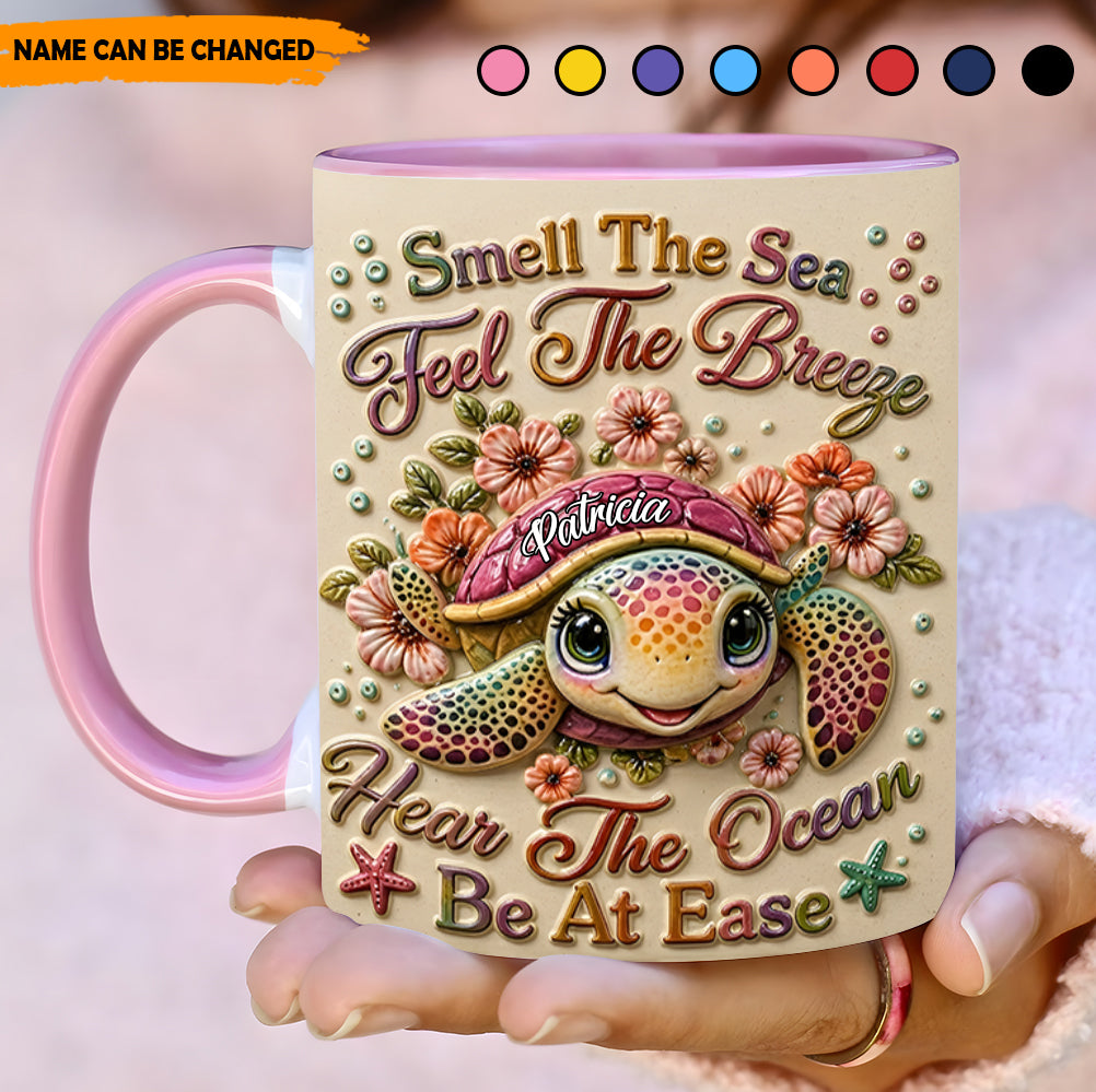 Hear The Ocean - Personalized Turtle Accent Mug
