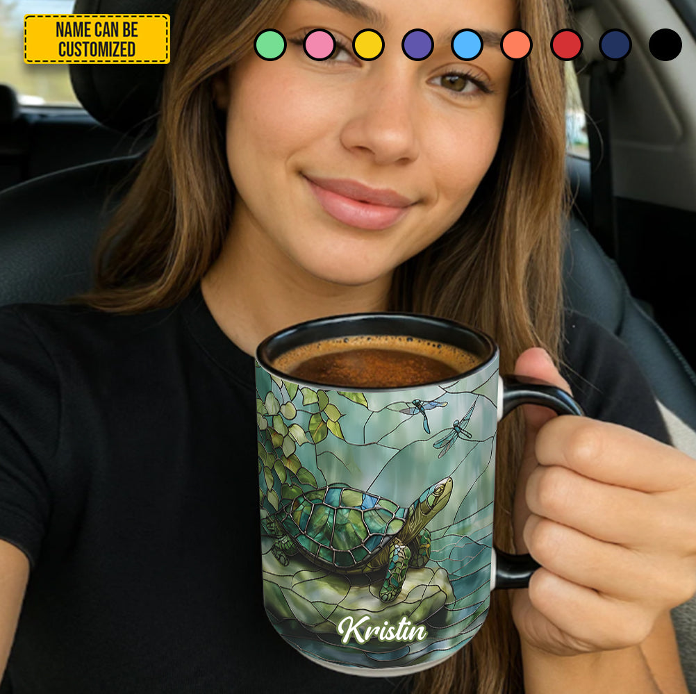 Personalized Stained Glass Turtle Ocean Accent Mug