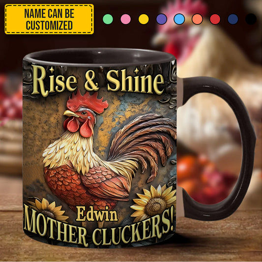 Rise & Shine - Personalized Chicken Accent Mug