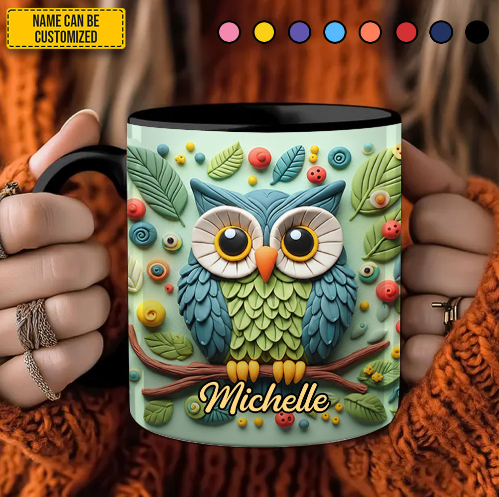 Personalized Cute Owl Accent Mug