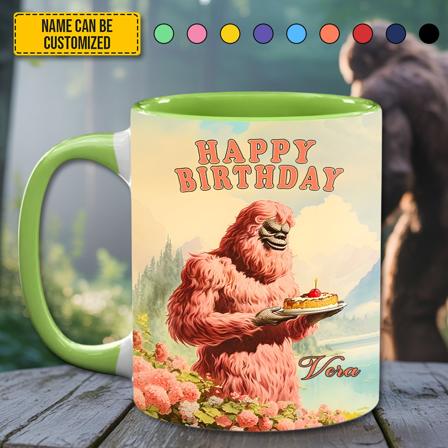 BigFoot Happy Birthday Lovers – Personalized Bigfoot Accent Mug