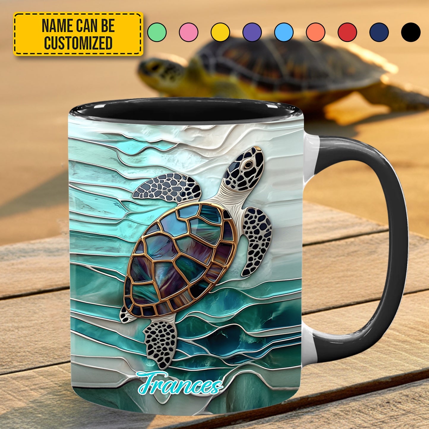 Ocean Turtle - Personalized Turtle Accent Mug