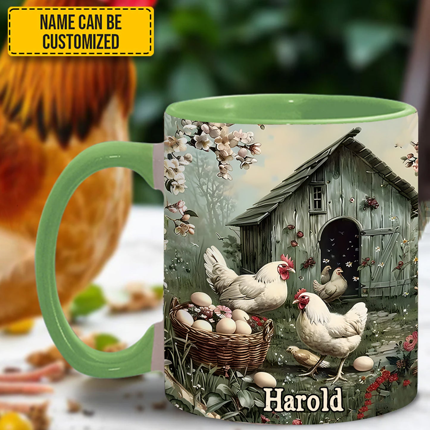 Farm Life – Personalized Chicken Accent Mug