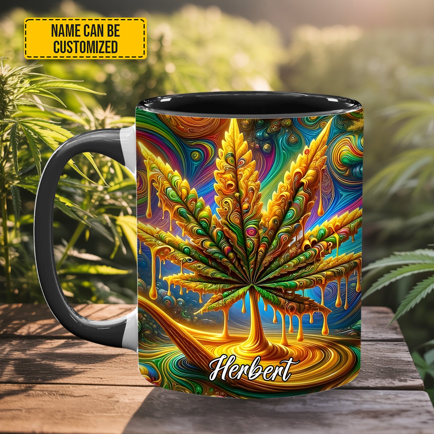 Personalized Colorful Psychedelic Weed Accent Mug
