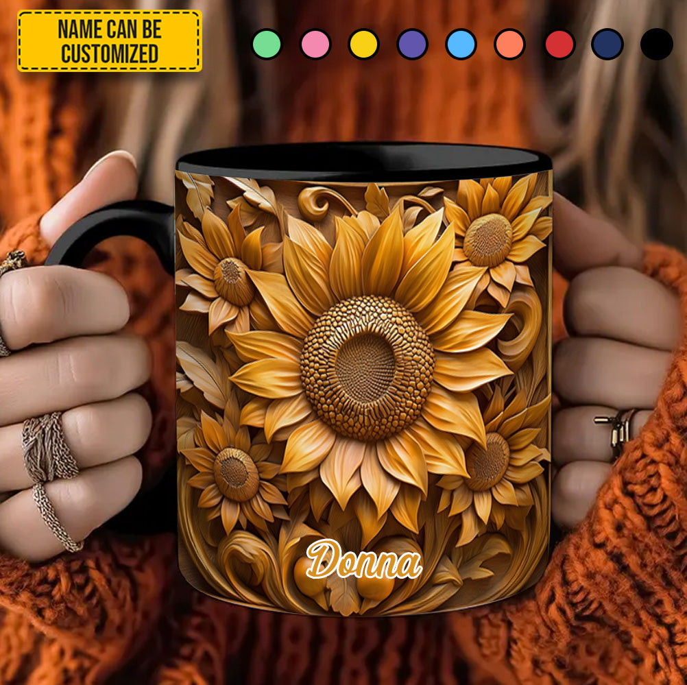 Personalized Sunflower Accent Mug