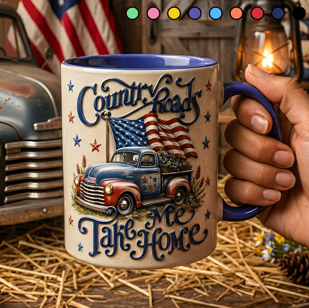 Country Roads Take Me Home – Patriotic Vintage Truck Accent Mug