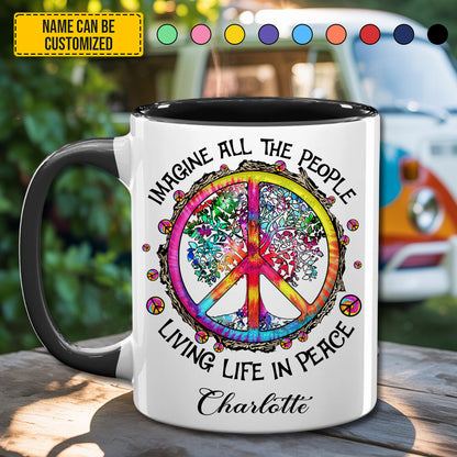 Imagine All The People - Personalized Hippie Accent Mug
