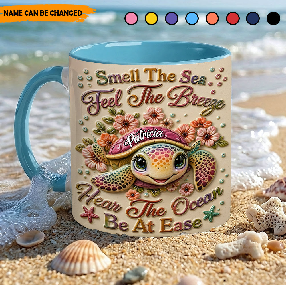 Hear The Ocean - Personalized Turtle Accent Mug