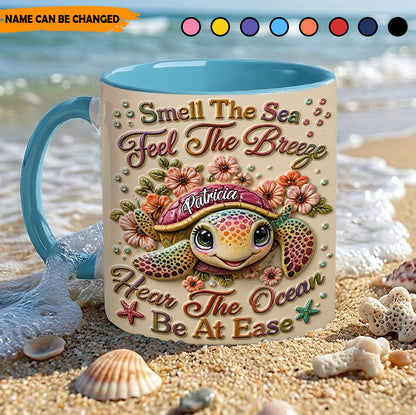 Hear The Ocean - Personalized Turtle Accent Mug