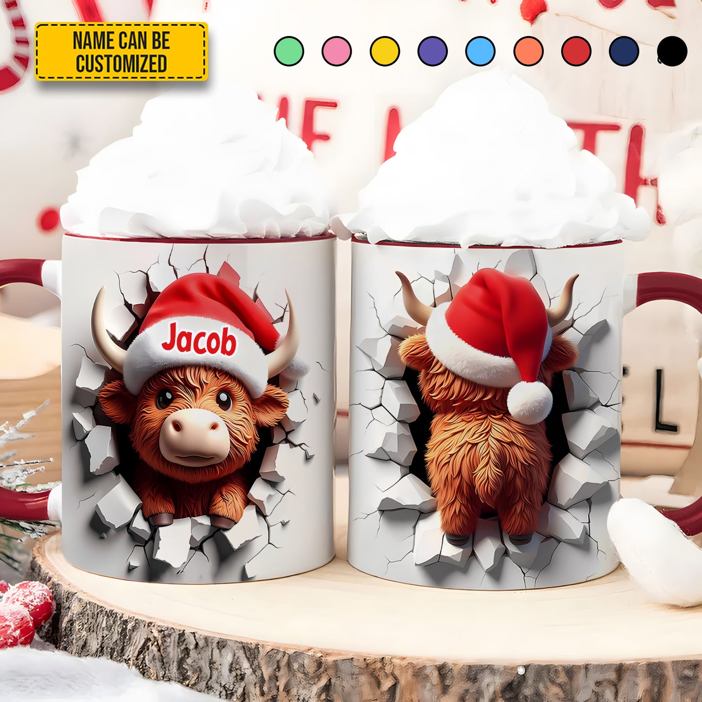 Personalized Highland Cow Christmas Mug