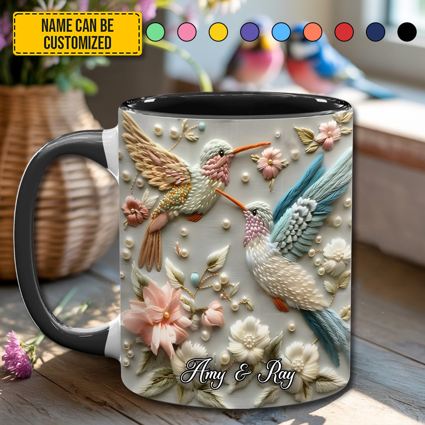 Couple Hummingbird - Personalized Accent Mug
