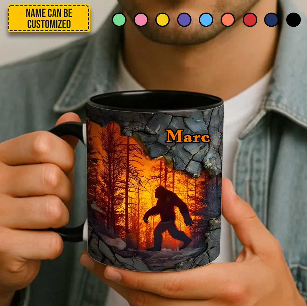 Personalized Bigfoot Legend In Trees Accent Mug