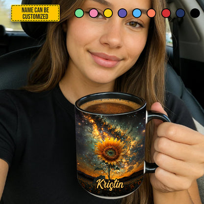 Sunflower In Night - Personalized Sunflower Accent Mug