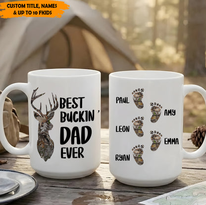 Best Buckin’ Dad Ever – Family Footprint White Mug