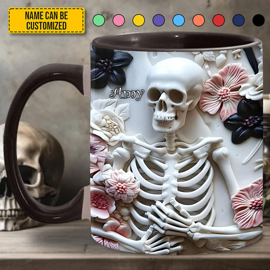 Skull Flowers - Personalized Skull Accent Mug