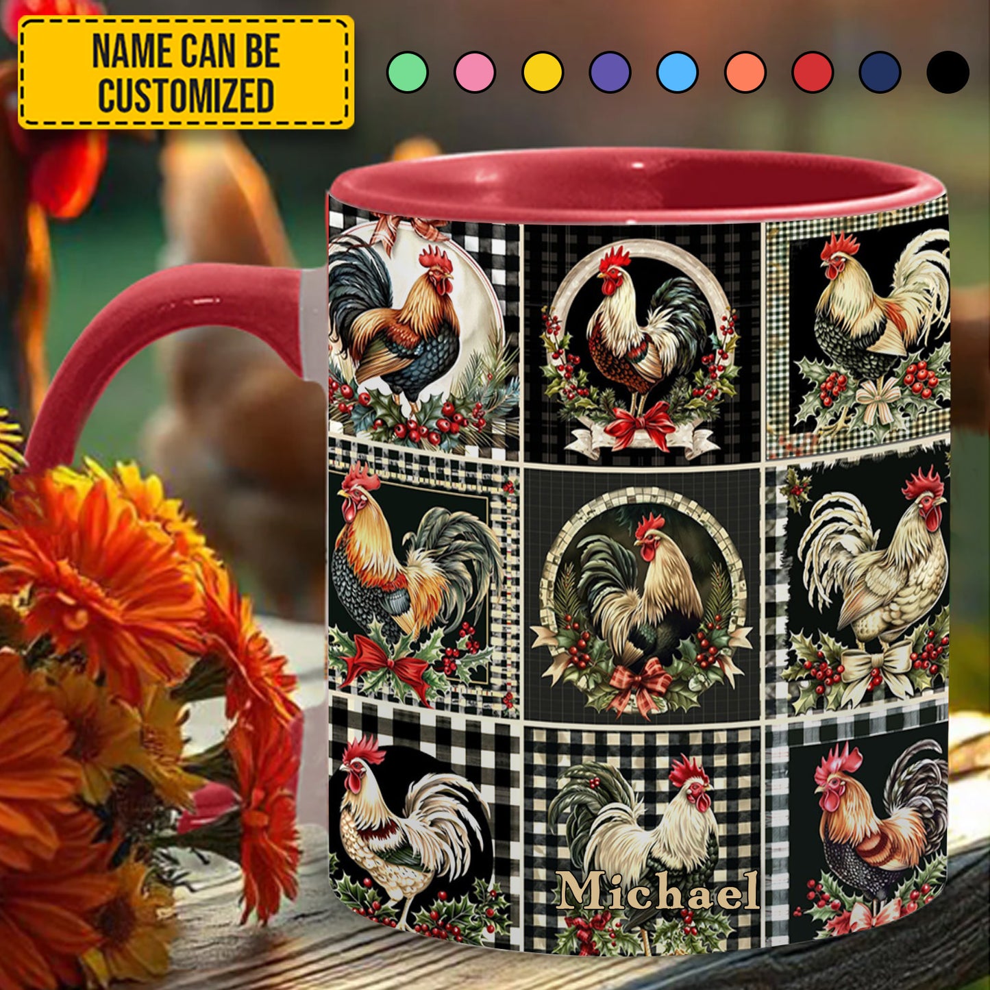 Chicken Collection Accent Mug - Personalized Chicken Accent Mug