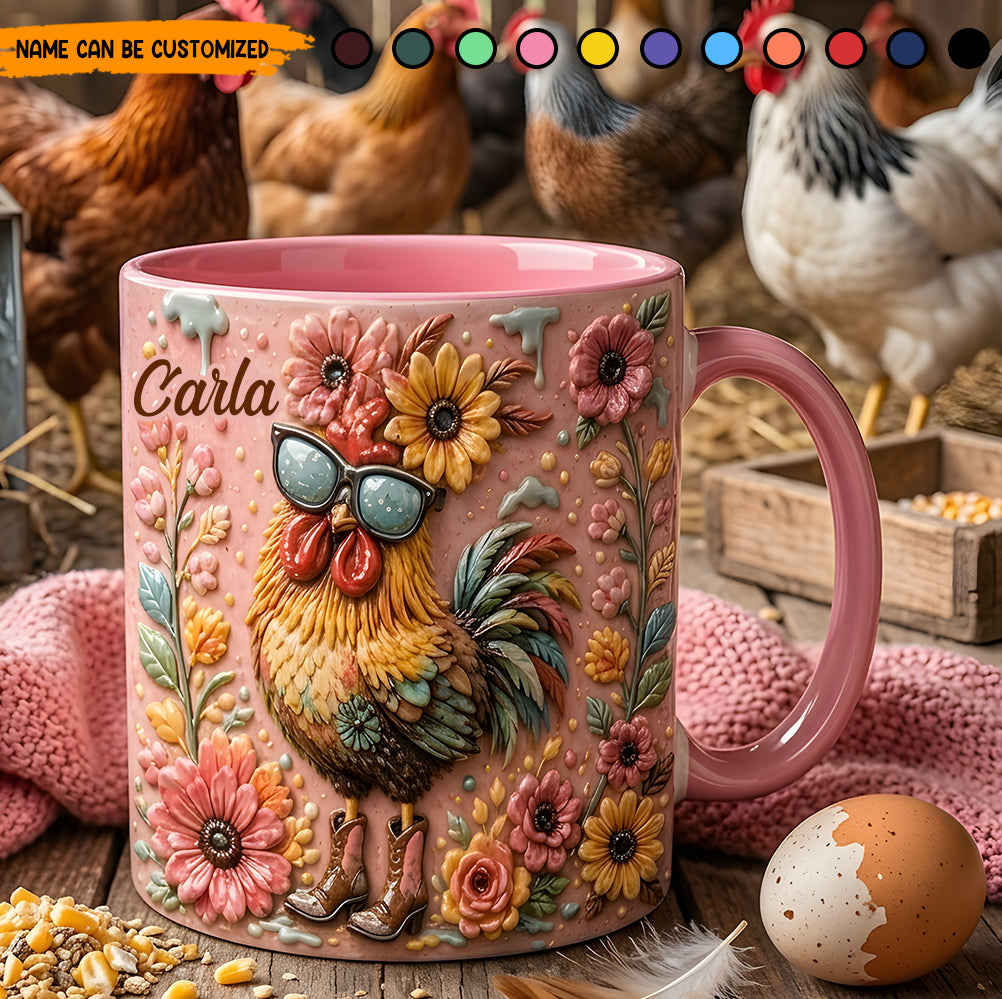 Chicken Floral- Personalized Chicken Accent Mug