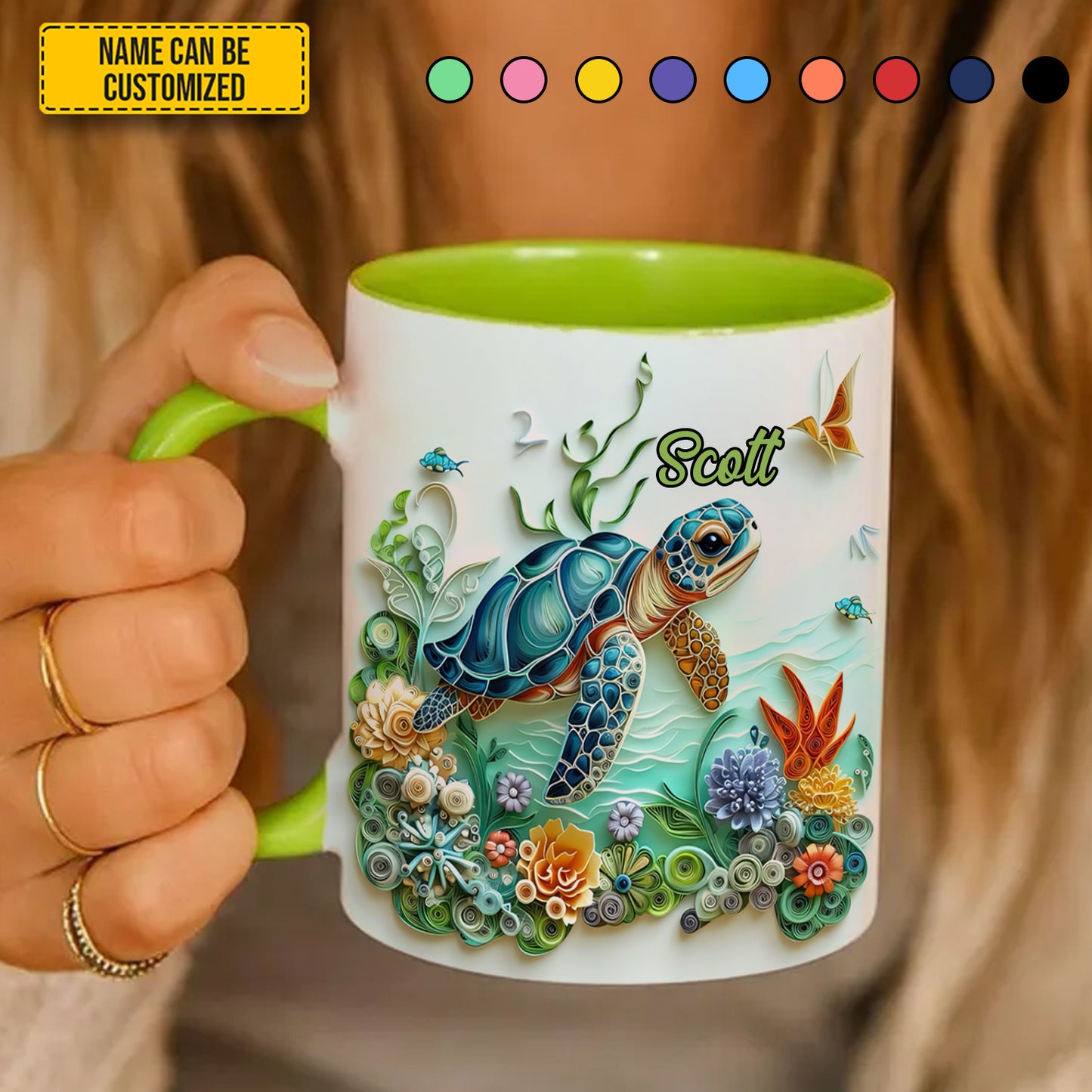 Personalized Turtle Ocean Accent Mug