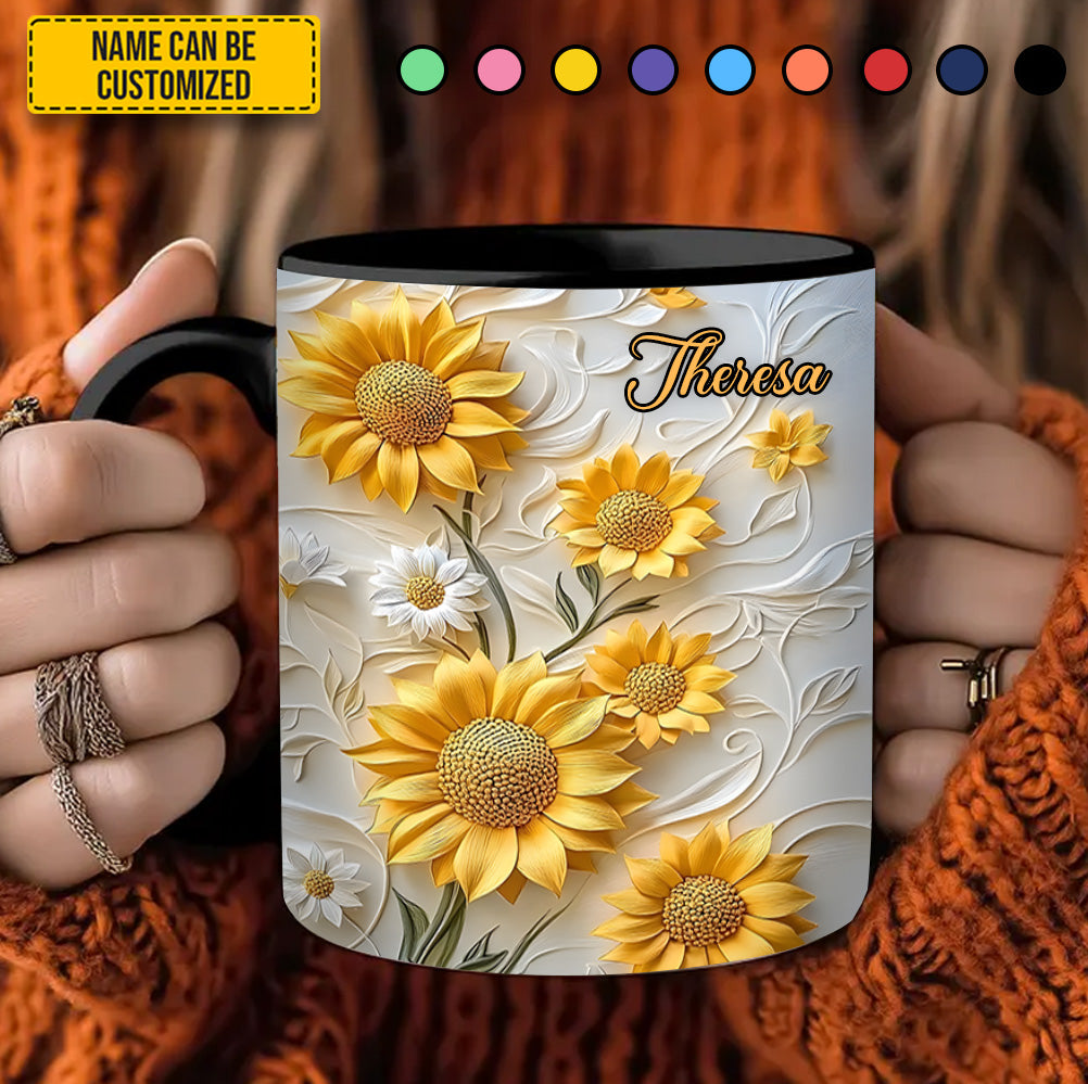 Beautiful Sunflower  - Personalized Accent Mug