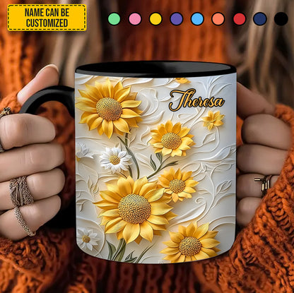 Beautiful Sunflower  - Personalized Accent Mug