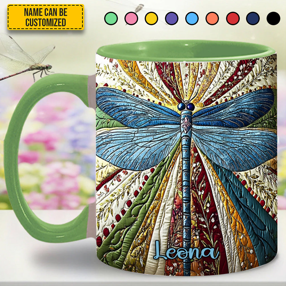 Dragonfly Golden - Personalized Dragonfly Accent Mug