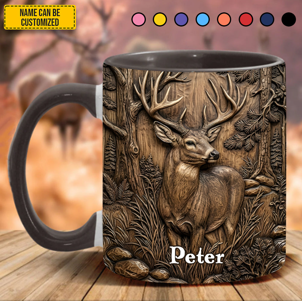 Personalized Deer Hunting Accent Mug – Custom Hunter Coffee Mug Gift