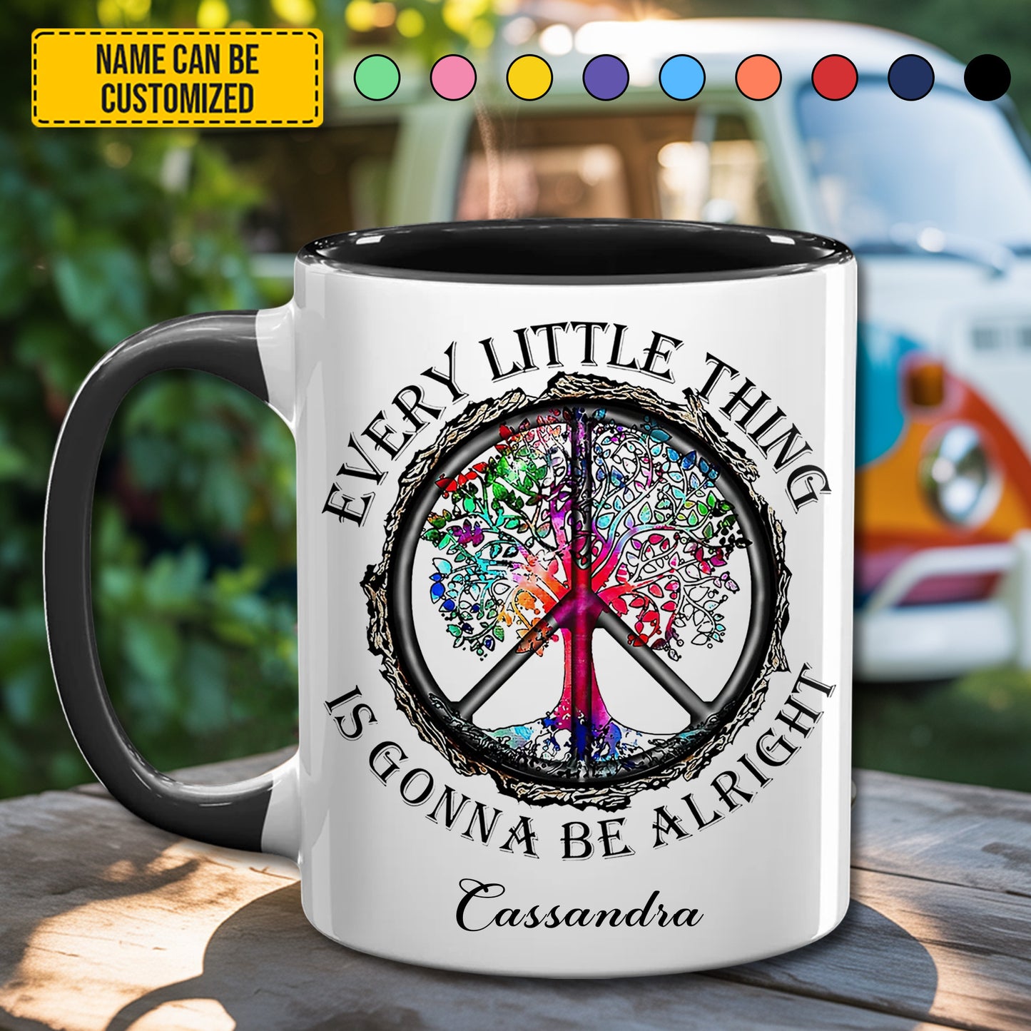 Every Little Thing Is Gonna Be Alright  - Personalized Hippie Accent Mug