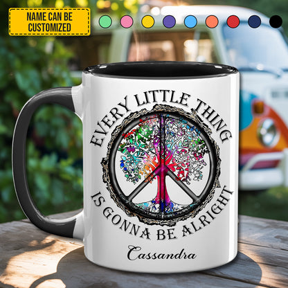 Every Little Thing Is Gonna Be Alright  - Personalized Hippie Accent Mug