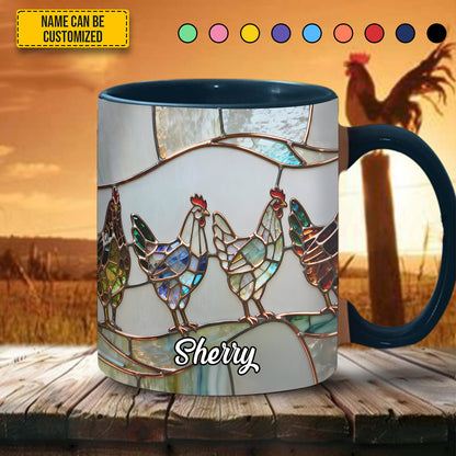 Personalized Chicken Stained Glass Accent Mug