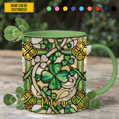 Personalized St Patrick Day Shamrock Accent Mug