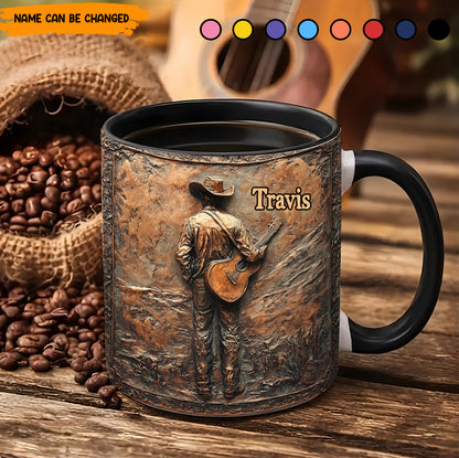 Rustic Guitar Cowboy – Personalized Accent Mug