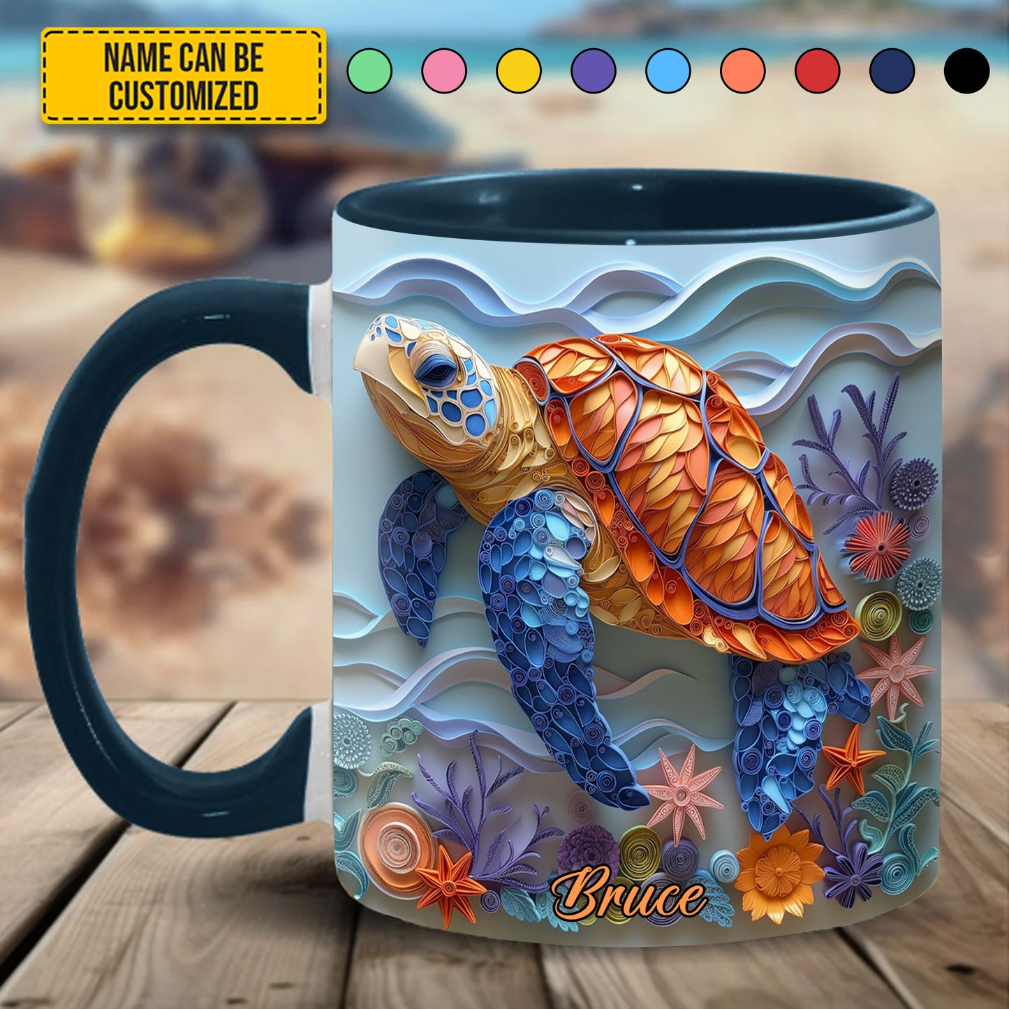 Sea Turtle - Personalized Turtle Accent Mug