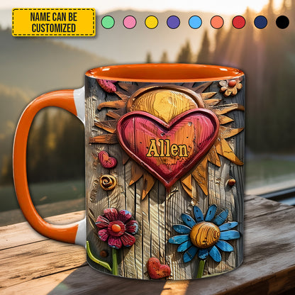 Hippie Heart Symbol - Personalized Hippie Accent Mug