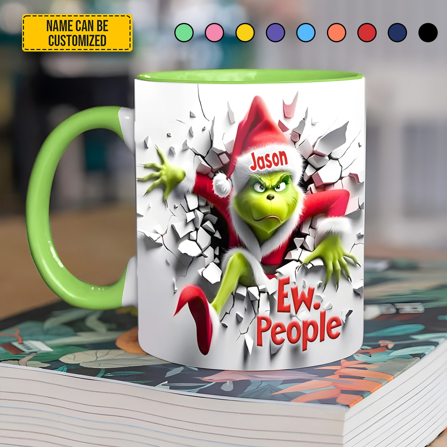 Grumpy Christmas Monster – Personalized Funny Accent Mug