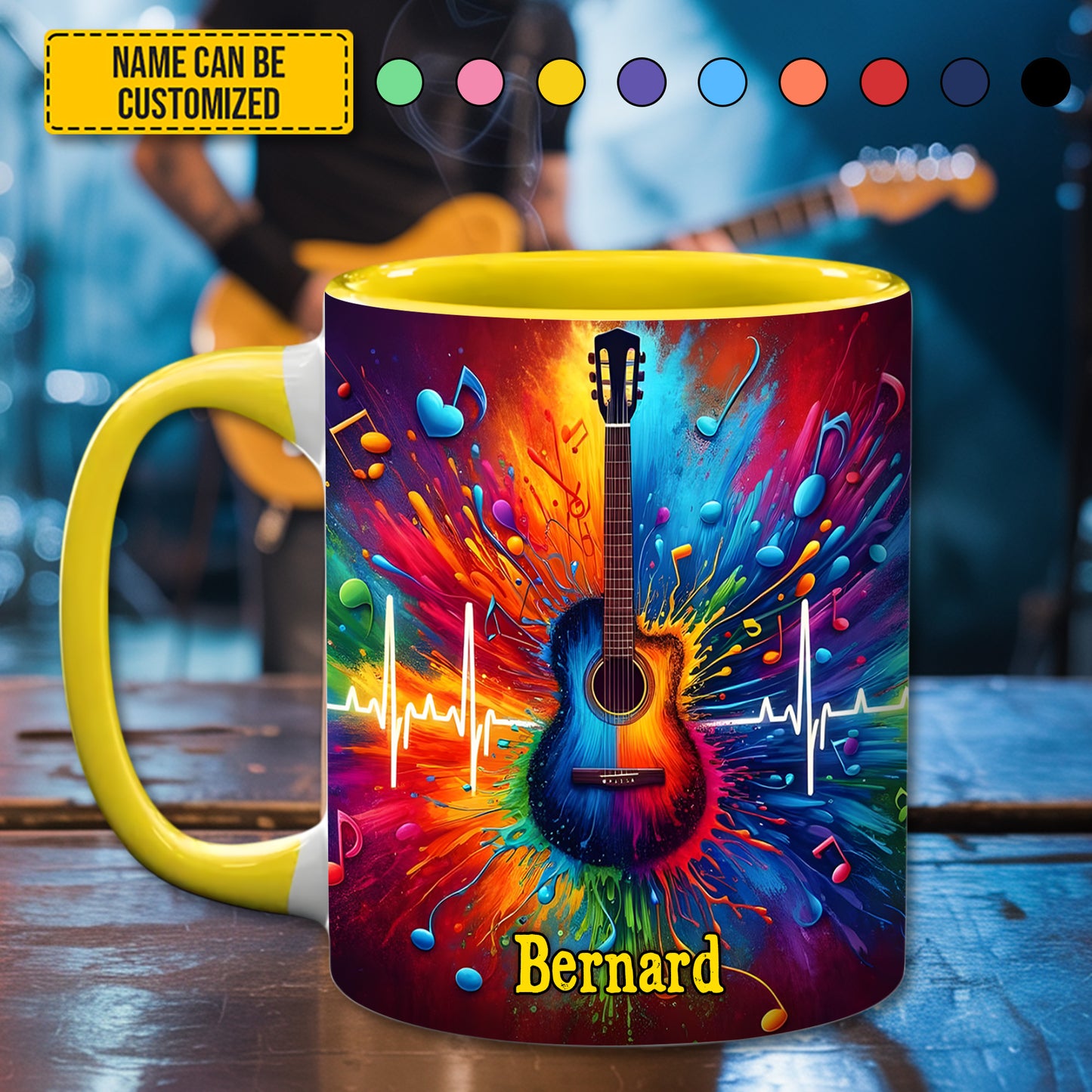 Guitar Colorful - Personalized Guitar Accent Mug