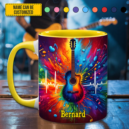 Guitar Colorful - Personalized Guitar Accent Mug