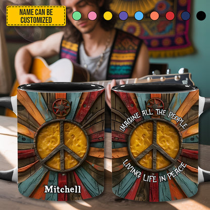 Hippie Symbol - Personalized Hippie Accent Mug